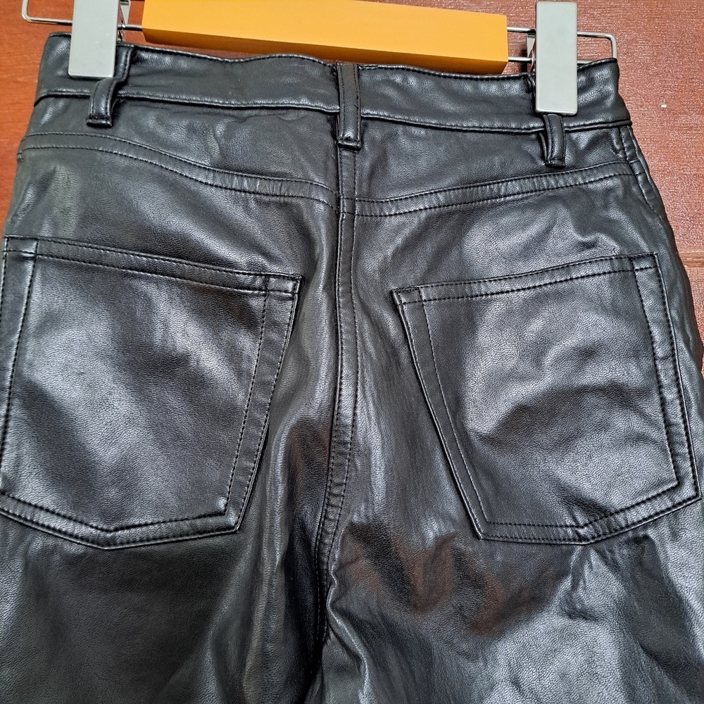 Wilfred Aritzia Black Faux Leather Pants | Size 00 | High Rise Straight Leg - Picture 3 of 10